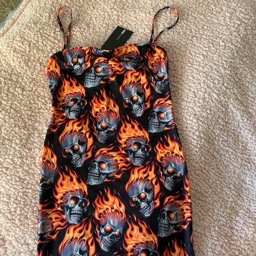 Skull/fire mini dress